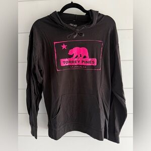 Torre Pines Black Hoodie with Hot Pink Logo, Size Large